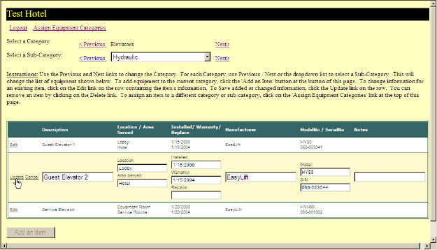 Editting Equipment Records